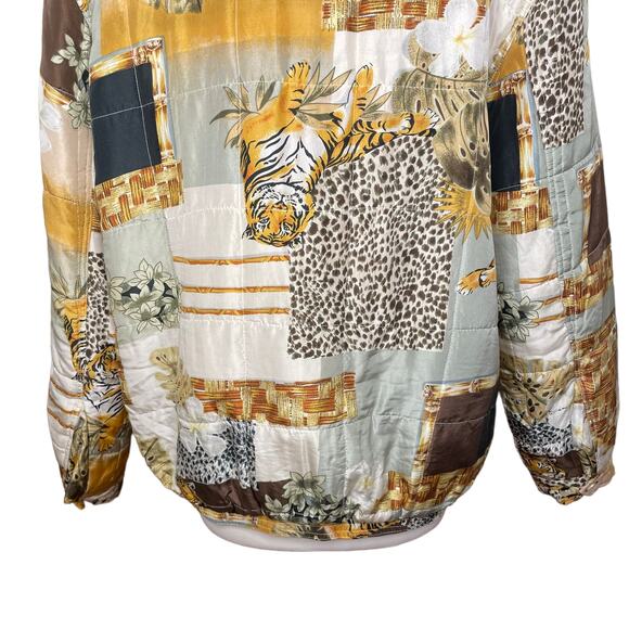FUDA International Size L Vintage SILK Bomber Asian Inspired Tiger Patchwork - Picture 5 of 14